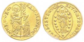 Francesco Morosini 1688-1694
Zecchino, ND, AU 3.46 g. 
Ref : Paolucci 4 (R1), Fr. 1347
Conservation : PCGS MS 64. FDC. Rare