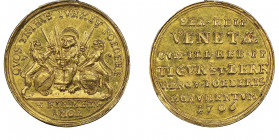 Alvise II Mocenigo 1700-1709
Medaglia in oro da 2 zecchini, 1706, Medaglia coniata per commemorare l'Alleanza tra Venezia e le Repubbliche di Zurigo e...