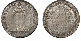Alvise IV Mocenigo 1763-1778
Osella anno IX, 1771, AG 9,70 g.
Ref : Paolucci 254, Mont. 2985
Conservation : NGC MS 62. Superbe exemplaire