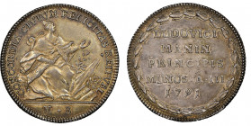 Ludovico Manin 1789-1797
Osella anno III, 1791, AG 9,83g. Ref : Paolucci 274
Conservation : NGC AU 58. Superbe. Conservation exceptionnelle