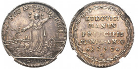 Ludovico Manin, 1789-1797
Osella, Anno V 1793, AG 9,86 g. Ref : Paolucci II, 276
Conservation : NGC MS 63.
Top Pop: le plus beau connu