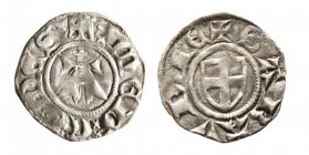 Amedeo VI 1343-1383
Viennese Escucellato, III Tipo, Pont d'Ain, Mi 0.81 g.
Ref : Cud. 133a (R2), MIR 93, Sim. 22, Biaggi 83d
Conservation : TTB/SUP. R...