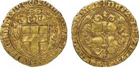 Ludovico 1440-1465
Scudo d'oro, I Tipo, AU 3.10 g.
Avers : LVDOVICVS : D : SABAVDIE (fleur) PRINCE
Revers : DEVS : IN : AVDITORIUM (fleur) MEVM : IN T...