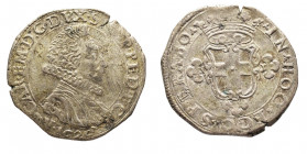 Carlo Emanuele I 1580-1630
2 Fiorini, IV tipo, Vercelli, 1626, Mi 6.18 g.
Ref : Cud. 741a (R), MIR 648a, Sim. 60, Biaggi 547b
Conservation : presque S...