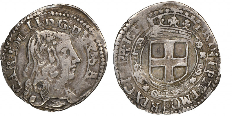 Carlo Emanuele II 1648-1675
Dodicesimo di scudo, Torino, 1659, AG
REV. PRIN . PP...