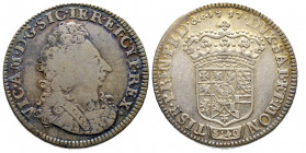 Vittorio Amedeo II - Roi de Sicile 1713-1720
2 lire, II tipo, Torino, 1717, AG 12.04 g.
Ref : Cud. 993 (R4), MIR 884, Biaggi 755
Conservation : TB/TTB...