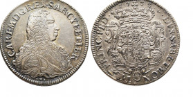 Carlo Emanuele III, Primo Periodo 1730-1755
Scudo Vecchio da 5 Lire, Torino, 1733, AG 29.6 g.
Avers : CAR EM D G REX SAR CYP ET IER Busto corazzato e ...