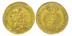 Carlo Emanuele III Secondo Periodo, Monetazione per la Sardegna 1755-1773
Mezzo Carlino Sardo da Doppiette 2.5, Torino, 1768, AU 8.00 g.
Ref : Cud. 10...