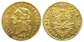 Vittorio Amedo III 1773-1796
Mezza Doppia Nuova, Torino, 1786, AU 4.53 g.
Ref : Cud. 1094a (R), MIR 984a, Biaggi 845a, Fr. 1121
Conservation : coups s...