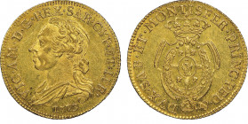 Vittorio Amedo III 1773-1796
Monetazione per la Sardegna
Mezzo Carlino sardo da 2,50 Doppiette, Torino, 1773, AU 8.00 g.
Ref : Cud. 1110a (R5), MIR 10...