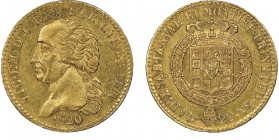Vittorio Emanuele I 1802-1821
20 lire, Torino, 1820 L, AU 6.45 g.
Ref : Cud. 1139e (R) MIR 1028e , Pag. 8, Fr. 1129
Conservation : NGC MS 62. Superbe ...
