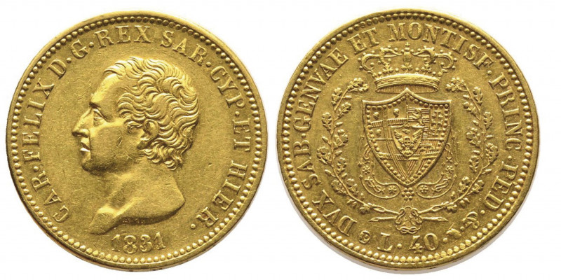 Carlo Felice 1821-1831
40 lire, Torino, 1831 (P), AU 12.9 g.
Ref : Cud. 1144d (R...