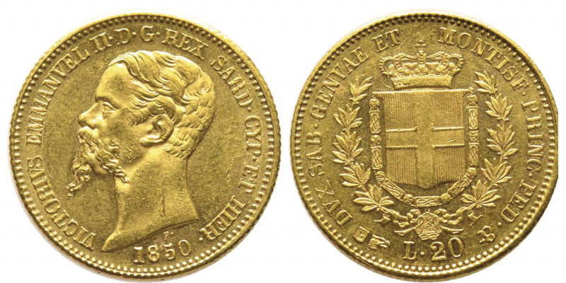 Vittorio Emanuele II, Re di Sardegna 1849-1861
20 Lire, Torino, 1850, AU 6.45 g....