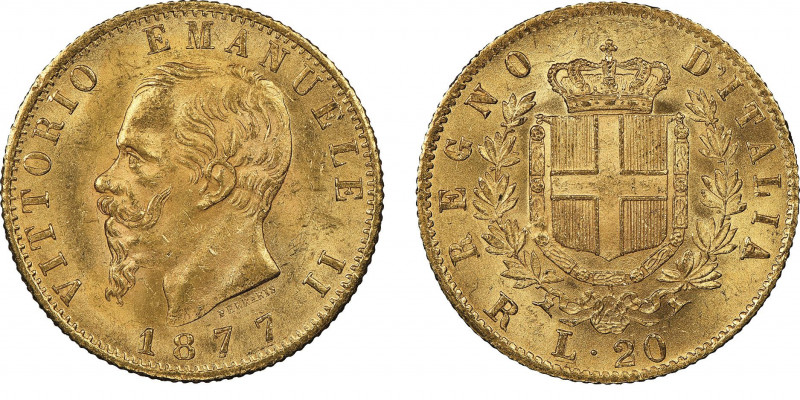 Vittorio Emanuele II 1861-1878 - Re d'Italia
20 Lire, Roma, 1877 R , AU 6.45 g.
...