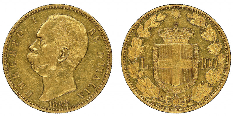 Umberto I 1878-1900
100 lire, Roma, 1882 R, AU 32.25 g.
Ref : Cud. 1209b (R2), M...