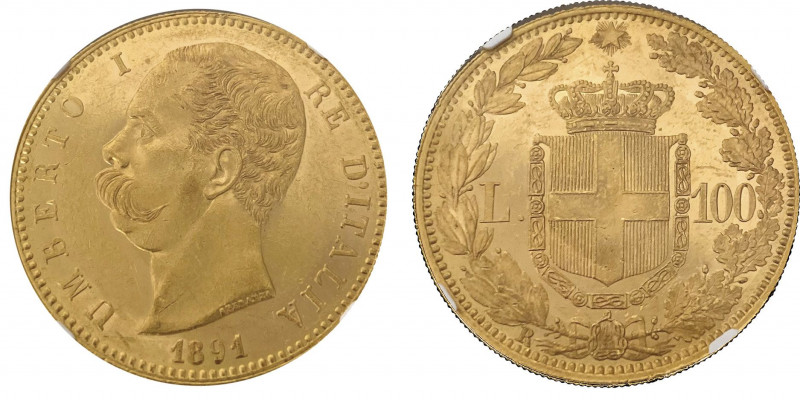 Umberto I 1878-1900
100 lire, Rome, 1891 R, AU 32.25 g.
Ref : Cud. 1209e (R3), M...