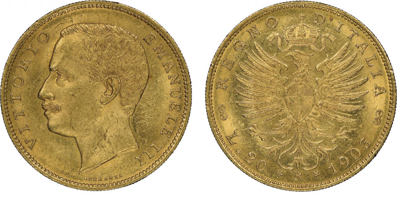 Vittorio Emanuele III 1900-1943
20 Lire, Roma, 1903 R, AU 6.45 g.
Ref : Cud. 123...