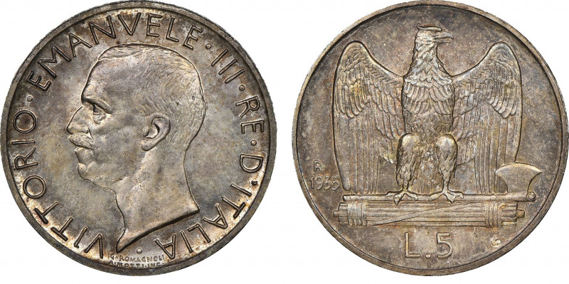 Vittorio Emanuele III 1900-1943
5 Lire Aquilotto, Roma, 1935 R, AG 5 g.
Ref : Cu...