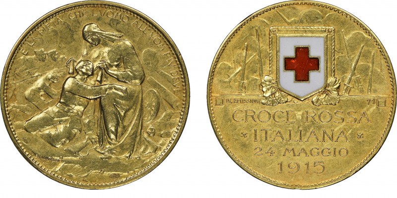 Vittorio Emanuele III 1900-1943
Medaglia in oro, 1915, Croce Rossa, AU 14.49 g.
...