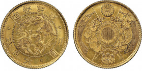 Japon Mutsuhito 1868-1912
2 Yen, Osaka, Year 3 (1870), AU 8.33 g. Ref : Fr.48, KM#Y-10, JNDA-01-4 Conservation : NGC MS 63