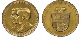 Liechtenstein
Franz Joseph II 1938-1989
100 Franken, 1952, AU 32.25 g.
Ref : Fr. 19, Y#17
Conservation : NGC MS63