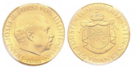 25 Francs, 1961, AU 5.64 g. 900‰
Ref : Fr.23
Conservation : PCGS MS 65