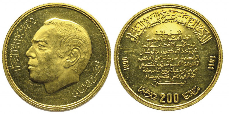 Morocco
Hassan II 1961-1999
200 Dirhams, AH 1411 (1990), AU 21.75 g.
Ref : Y-90v...