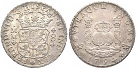 Ferdinand VI 1746-1759
8 Reales, Mexico City, 1754-Mo MF, AG 26.91 g.
Ref : KM#104.1
Conservation : TTB