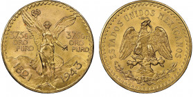 Mexico 50 Pesos, 1943, AU 41.66 g. 900‰
Ref : Fr. 173, KM#482
Conservation : NGC MS64