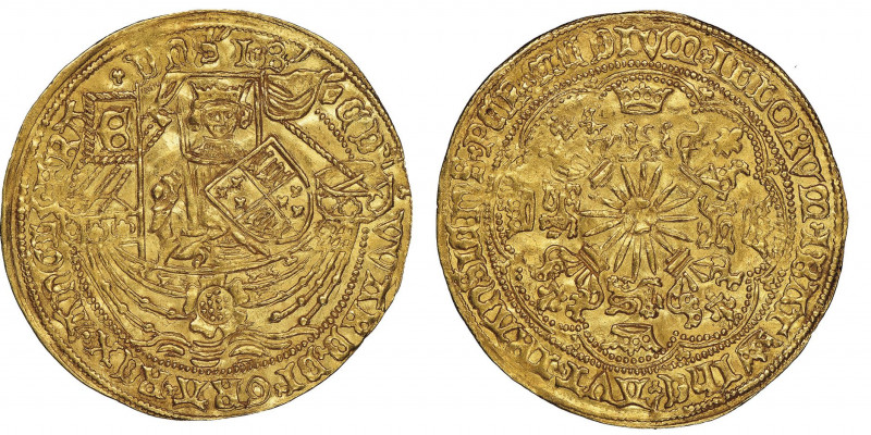 Netherlands
Rose Noble, Gorinchem, 1583-1591, AU 7.56 g.
Ref : Fr. 80, S.1952
Co...