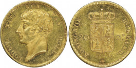 Louis Napoleon 1806-1810
20 Gulden, 1810, AU 13.65 g.
Ref : Fr. 320, KM#34
Conservation : NGC MS 63⭑. Top Pop: le plus beau gradé