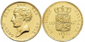 Louis Napoleon 1806-1810
10 Gulden, 1810, AU 6.82 g.
Ref : Fr. 321, KM#33
Conservation : NGC MS 62⭑. Top Pop: le plus beau gradé
