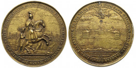 Poland
Médaille en bronze, 16 mai 1653 , AE 63.51 g. 67 mm
Avers : INGRESSUS VILNAM PRINCEPS RADIVILIUS HEROS SIC VULTU ATQ [ue] HABITU CONSPICIENDU...