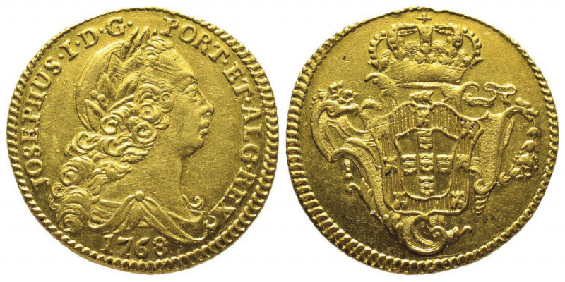 Portugal
José I 1750-1777
Media Peça 3200 reis o 2 escudos, Lisboa, 1768, AU 7.1...