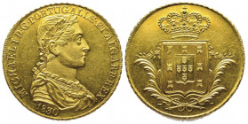 Portugal
Miguel I 1828-1834
Peça 7500 reis (4 escudos), Lisboa, 1830, AU 14.30 g. Ref : Fr. 138, Gomes 16.01
Conservation : SUP/FDC