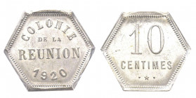 Réunion 
10 Centimes 1920, Monnaie de nécessité émise par la Chambre de Commerce de Saint-Denis, Al 1 g. tranche lisse, sans signature
Ref : KM#Tn2, L...