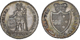 4 Franken, Berne, 1812 B, AG 
Ref : HMZ 2­19a, Dav. 361
Conservation : NGC MS 64. FDC
