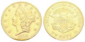 20 Dollars, 1858, Philadephia, AU 33.43 g.
Ref : Fr. 169
Conservation : PCGS XF 45