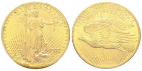 20 Dollars, Philadelphia, 1908, AU 33.43 g.
Ref : Fr. 183, KM#127
Conservation : PCGS MS 65. No Motto