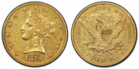 10 Dollars, Carson City, 1879 CC, AU 
Ref : Fr. 161, KM#102
Conservation : PCGS AU 50
Quantité : 1762 exemplaires. Rarissime.