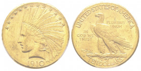 10 Dollars, Denver, 1910 D, AU 16.71g.
Ref : Fr. 168, KM#130
Conservation : PCGS MS 62