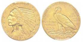 5 Dollars, San Francisco, 1911 S, AU 8.35 g.
Ref : Fr. 150, KM#129
Conservation : PCGS MS 62