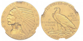 5 Dollars, San Francisco, 1912 S, AU 8.35 g.
Ref : Fr. 148 , KM#129
Conservation : NGC AU53