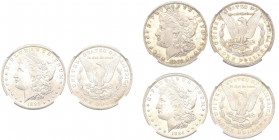 Lot de 3 monnaies :
Morgan Dollar, New Orleans, 1880 O, AG. NGC MS61
Morgan Dollar, New Orleans, 1884 O, AG. NGC MS63
Morgan Dollar, New Orleans, 1885...