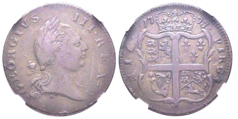 Pre-federal coinage
George III
Virginia , halfpenny, 1773, Cu 7.34 g.
Ref : KM# ...