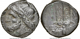 SICILY. Syracuse. Hieron II (ca. 275-215 BC). AE litra (21mm, 12h). NGC Choice VF. Head of Poseidon left, wearing taenia / ΙΕΡΩ-ΝΟΣ / ΘΦ, trident head...