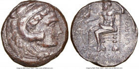 MACEDONIAN KINGDOM. Alexander III the Great (336-323 BC). AR tetradrachm (24mm, 17.08 gm, 12h). NGC Choice XF 4/5 - 2/5, countermark. Posthumous issue...