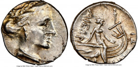 EUBOEA. Histiaea. Ca. 3rd-2nd centuries BC. AR tetrobol (15mm, 12h). NGC Choice XF. Head of nymph right, wearing vine-leaf crown, earring and necklace...