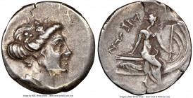 EUBOEA. Histiaea. Ca. 3rd-2nd centuries BC. AR tetrobol (15mm, 12h). NGC XF. Head of nymph right, wearing vine-leaf crown, earring and necklace / IΣTI...