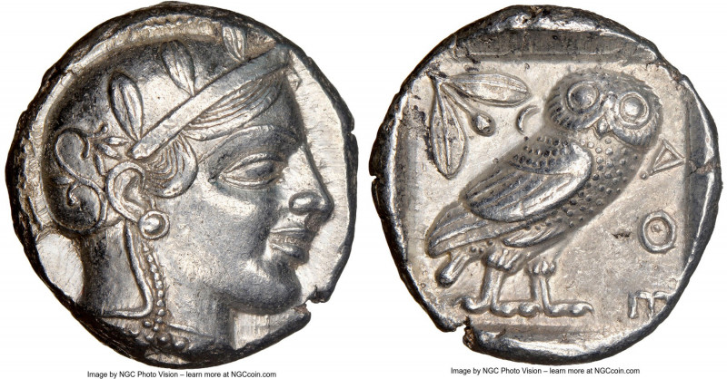 ATTICA. Athens. Ca. 455-440 BC. AR tetradrachm (24mm, 17.14 gm, 1h). NGC AU 5/5 ...